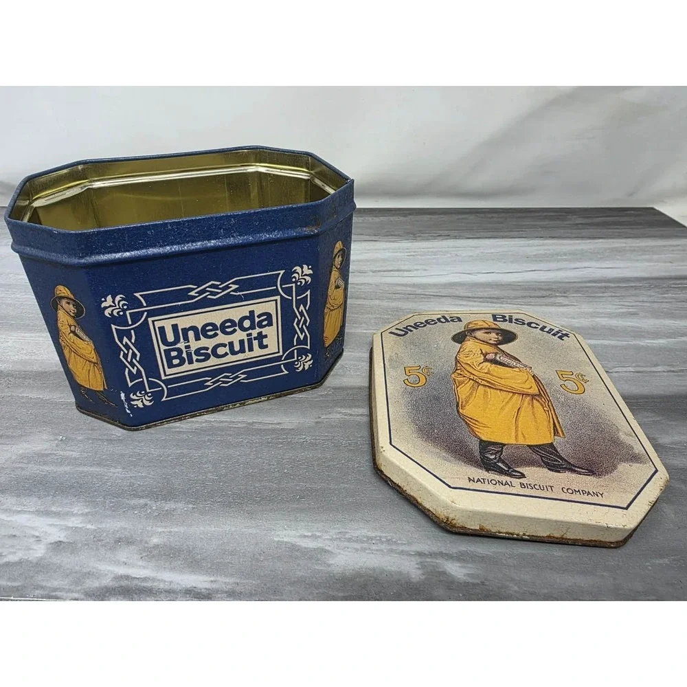 Vintage Nabisco Uneeda Biscuit Tin 1923 Bristol Ware Collectible Cookie Cracker